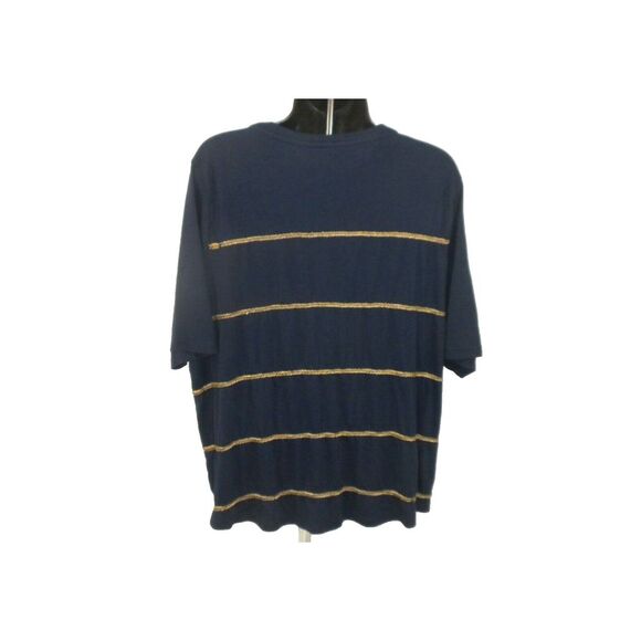 Lauren Ralph Lauren Top‎ Womens XL Blue Metallic Striped Scoop Neck Pullover - Picture 5 of 7